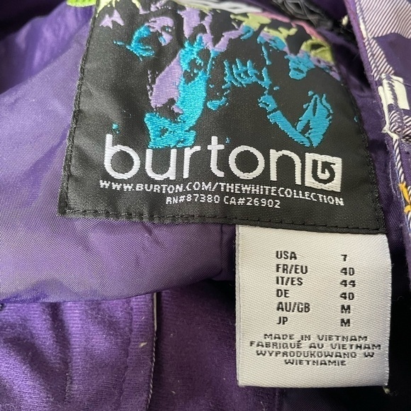 Burton:The White Collection Women’s Purple Plaid Snow Pants Sz Large - Picture 3 of 3